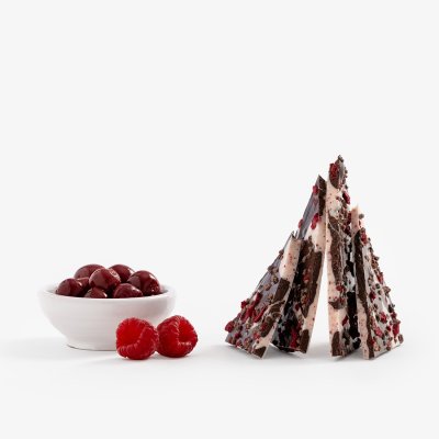 FrischSchoggi cerise-framboise blanc-noir