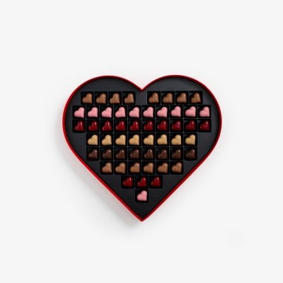 Pralines Hearts 54 pc Heart box Red Velvet