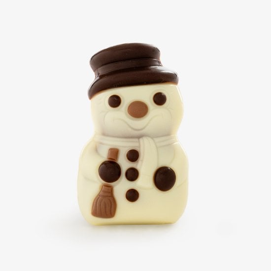Bonhomme de neige Gianduja aux noisettes blanc