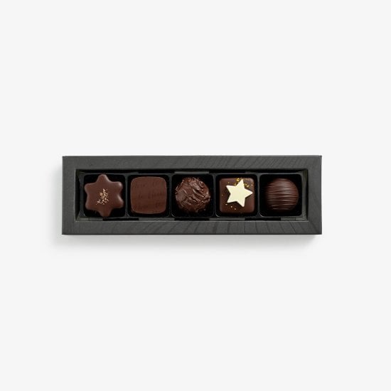Pralinés stars assorted dark chocolat 5 pcs box