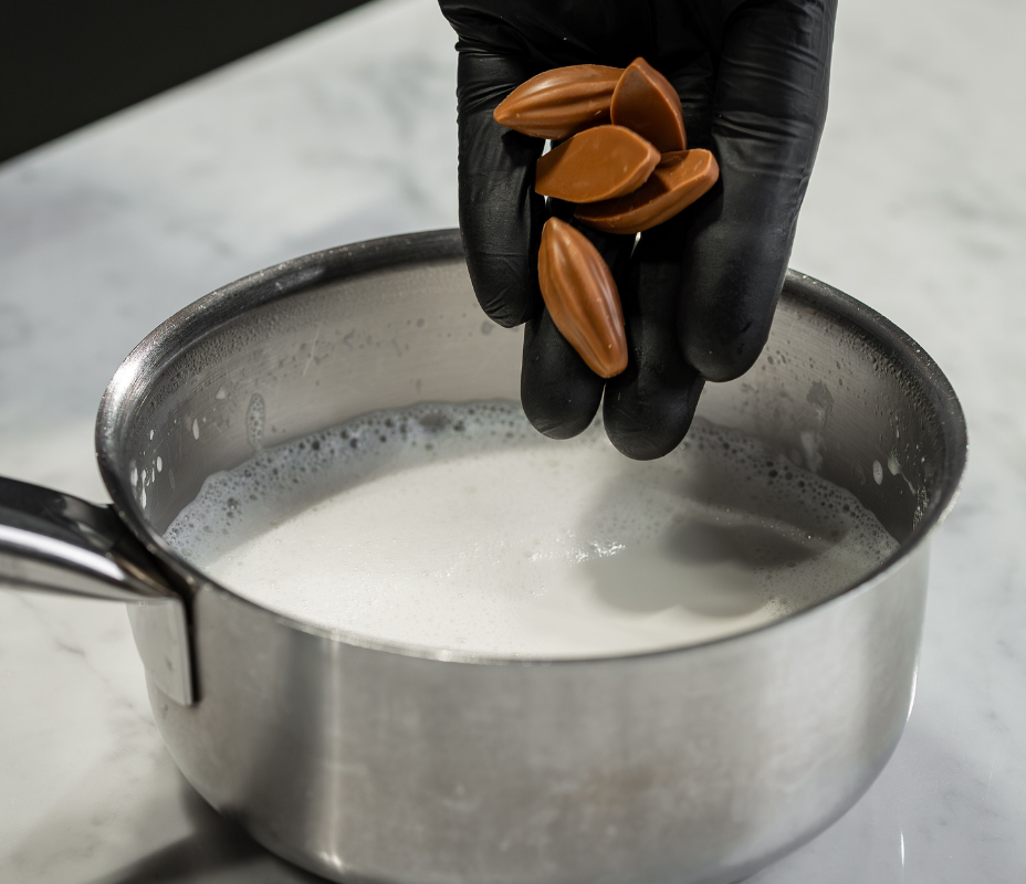 Measuring and warming milk for hot chocolate